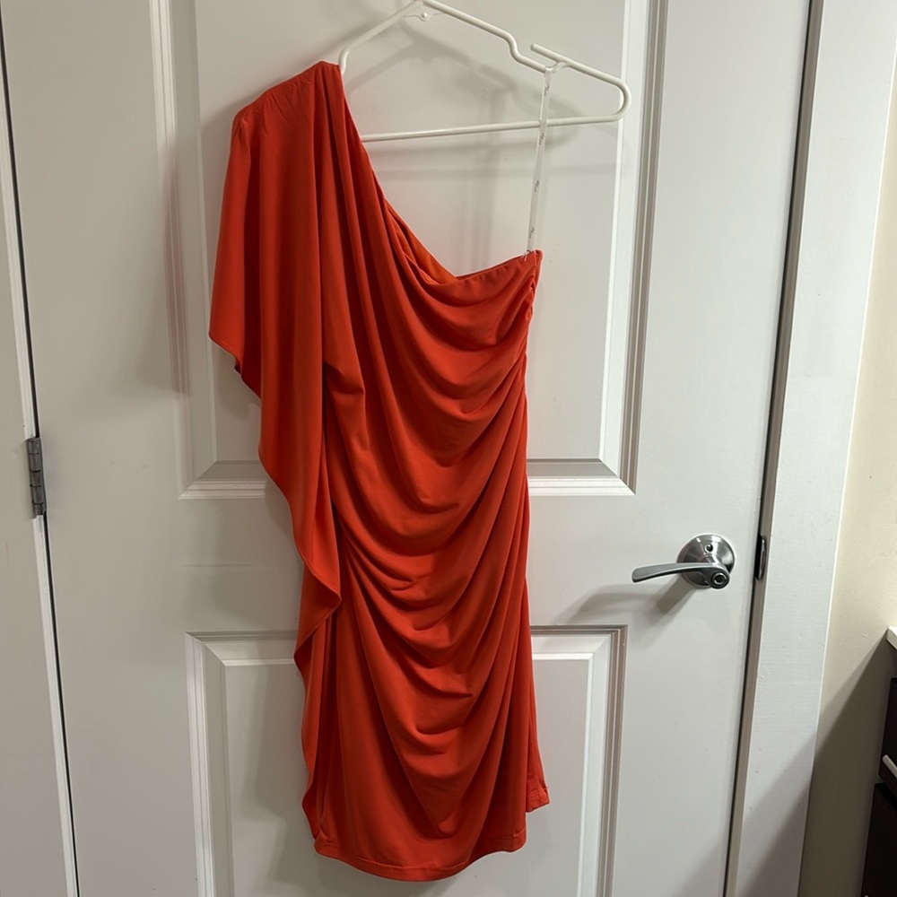 Orange one shoulder dress good condition